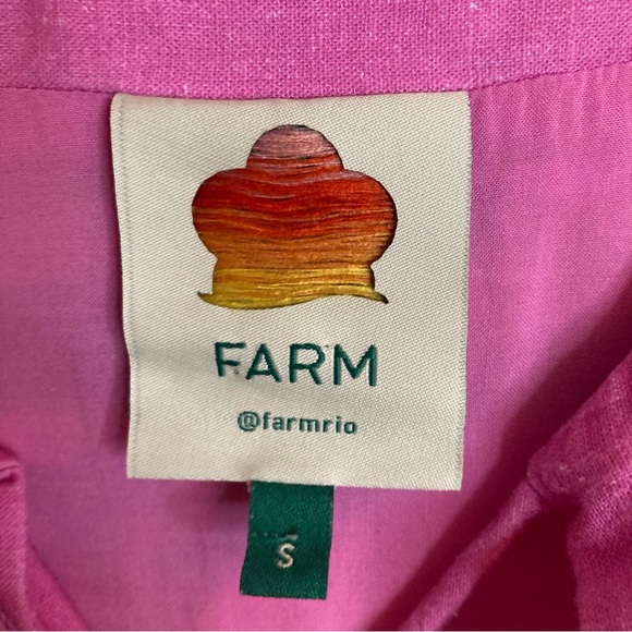 FARM Rio Pink Leopard Forest Mini Dress Linen Blend Beaded Tassels Flowy Size S - Picture 16 of 16